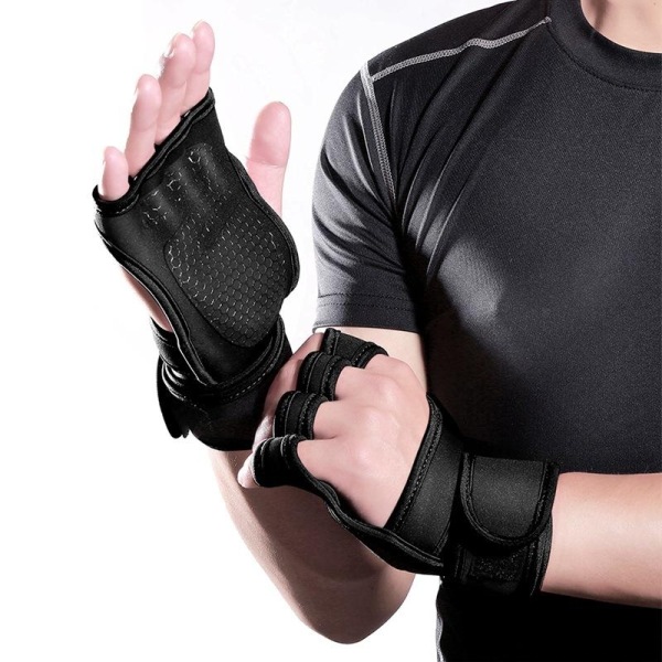 Anti-skli hansker fitness trening gym utendørs rehab forhindre Black one size