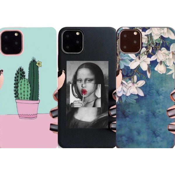 iPhone 12 & 12 Pro 3-PACK cover cactus mona-lisa flowers Grey one size