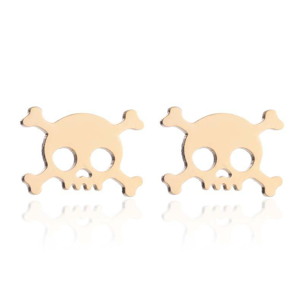 Set med örhängen & halsband döskalle guldpläterat Guld one size