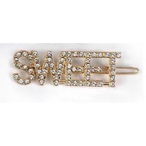 Hiusneula, jossa teksti '' Sweet '' tekojalokivissä Gold one size