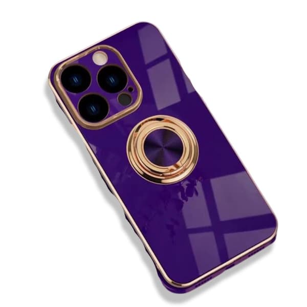 Luksuriøst stilig deksel 'iPhone 14 Plus' med ringstativfunksjon Dark purple