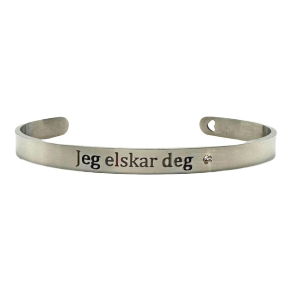 Bracelet ''Jeg elsker deg'' with heart stone Valentine's Day Norwegian Silver one size