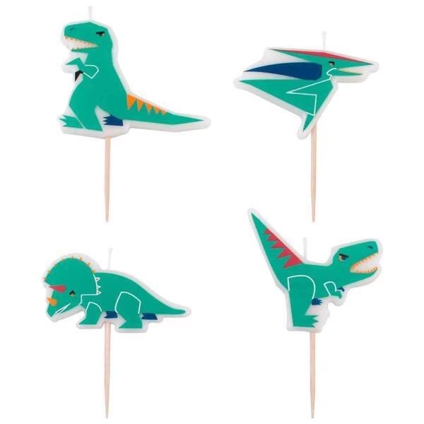 Tårtljus födelsedag dinosaurier t-rex triceratops Stegosaurus 6- multifärg