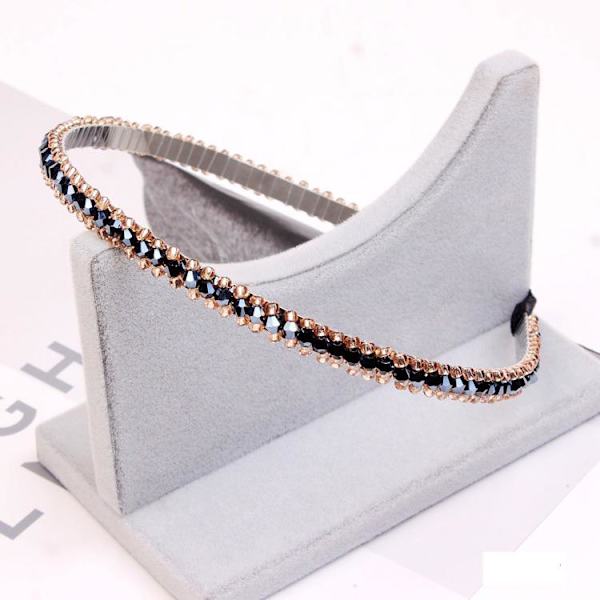 Vackert diadem med broderat strass i flera färger pärlor Black one size