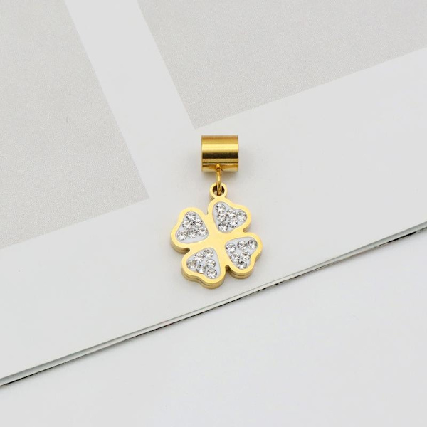 Kaulakoru neliapilalla tekojalokivitimanteista ja ketjulahja onnellisuus Gold one size
