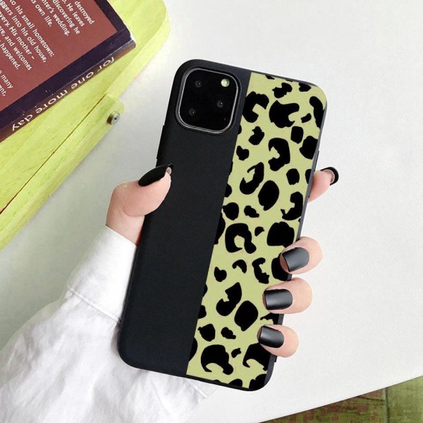 iPhone 12 Pro Max Cover halv leopard mønster 2 farver sort rød Black one size