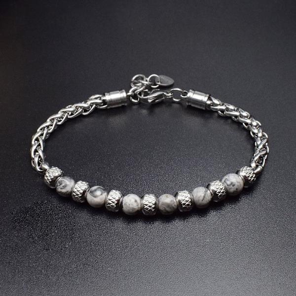 Justerbart armband med ''Tiger eye'' pärlor för män Black one size