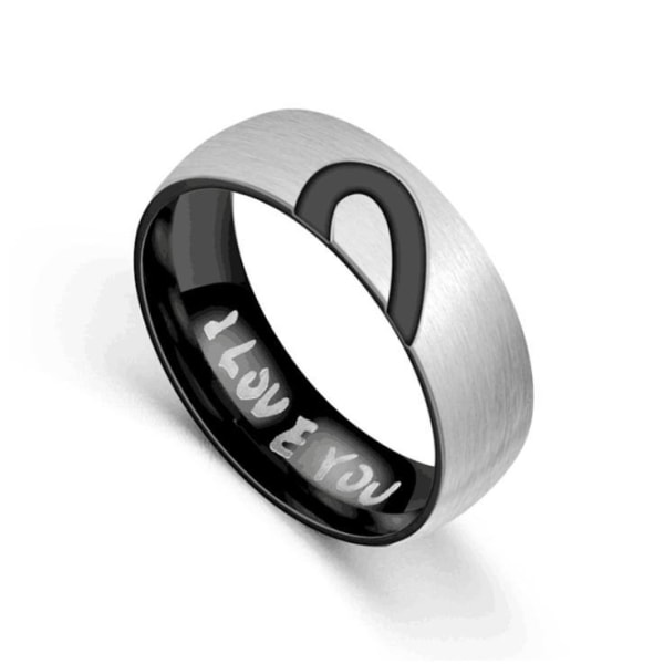 Matchende ringe til par med hjerter '' I love you '' rhinsten Black one size