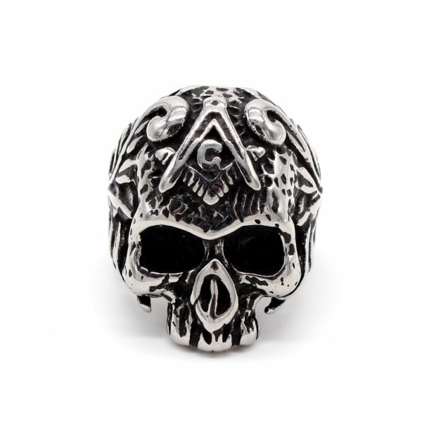 Ring med skelett rostfritt stål kranium punk rock masonic Silver one size