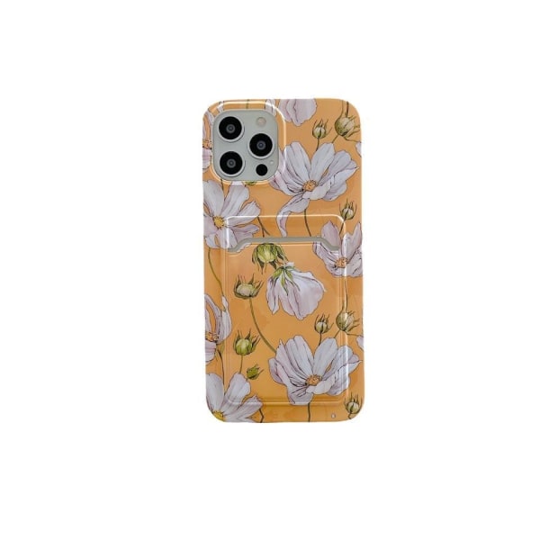 iPhone 13, Pro &amp; Max plånbok korthållare gul vita blommor tu Yellow one size