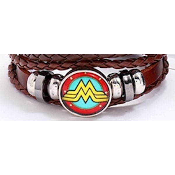Handgjort armband brunt läder wonder woman symbol Brun one size