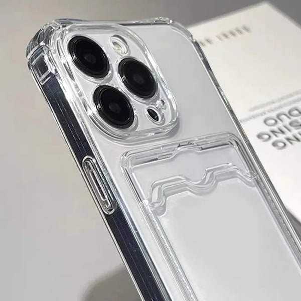 Skal för alla iPhone 15 modeller med plats för kort silikon stötdämpande Transparent one size