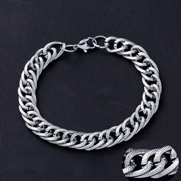 Snyggt titanium armband för män i grå silver punk Silver one size