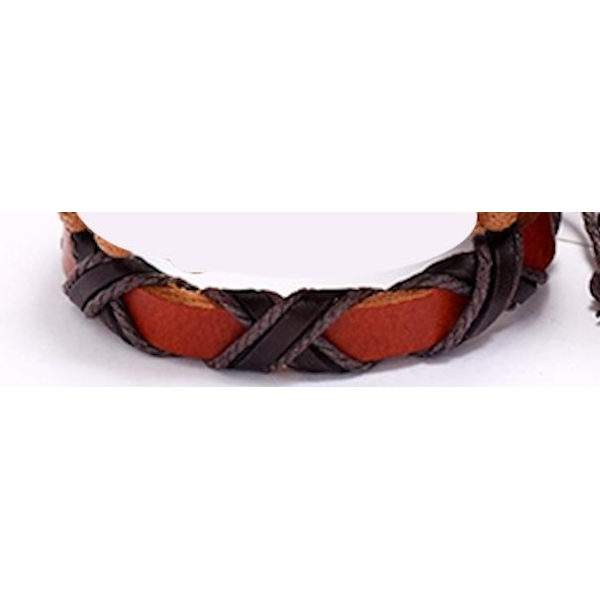 Brunt/orange armband i äkta läder med mörka band Brun one size