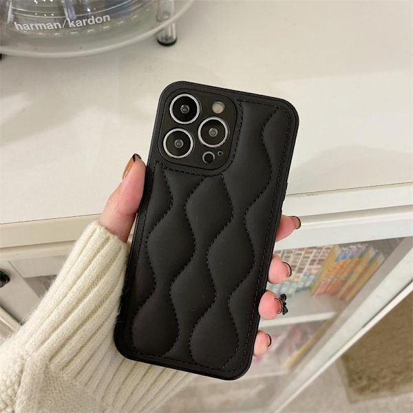 iPhone 13 Pro polstret cover i trendy farver broderet mønster Black one size