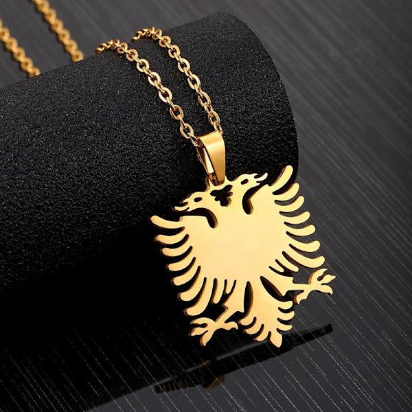 Necklace with shenja e flamurite Albanian eagle gold plated & silver Gold one size