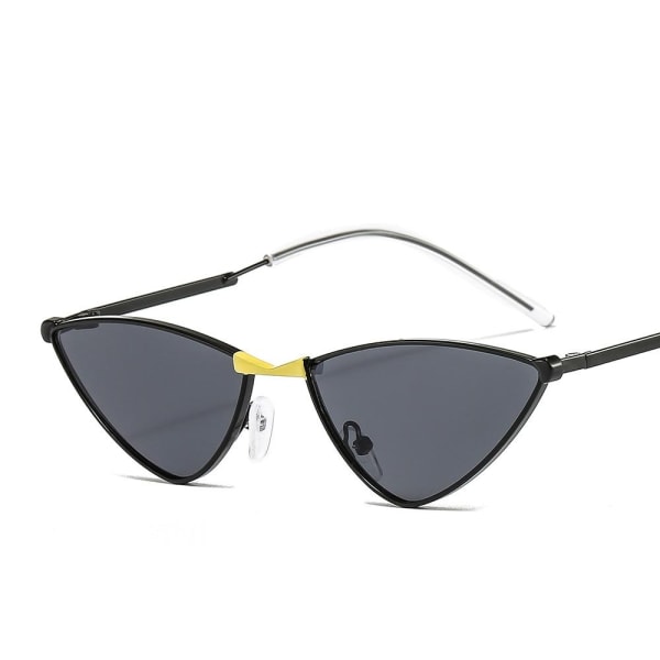 Minimalistiske sorte solbriller med gulddetalje cat-eye Black one size