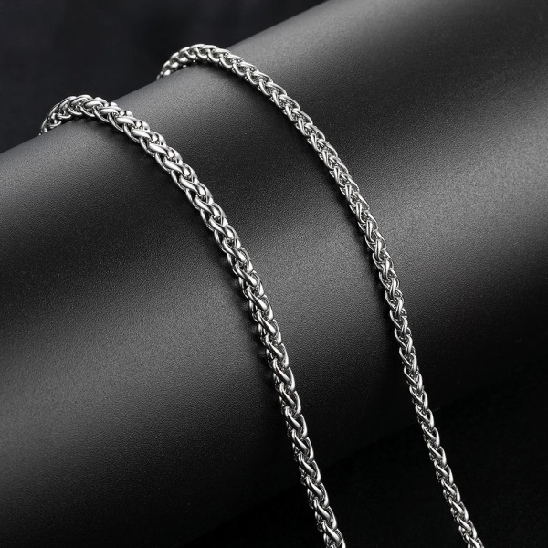 Luksuriøst titanium armbånd til mænd punk + halskæde Silver one size