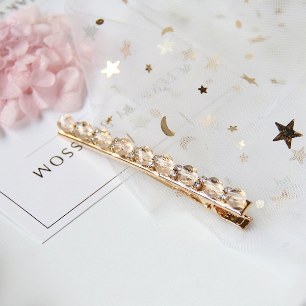 Hårnåle i krystal rhinestone bobby pin guld Pink one size