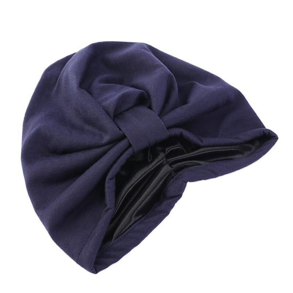 Turban med 2 lag hijabi sateng bomull flere farger Blue one size