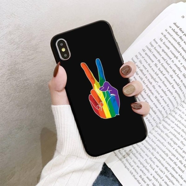 iPhone 12 Pro Max case peace - skilte med regnbue farver Multicolor one size