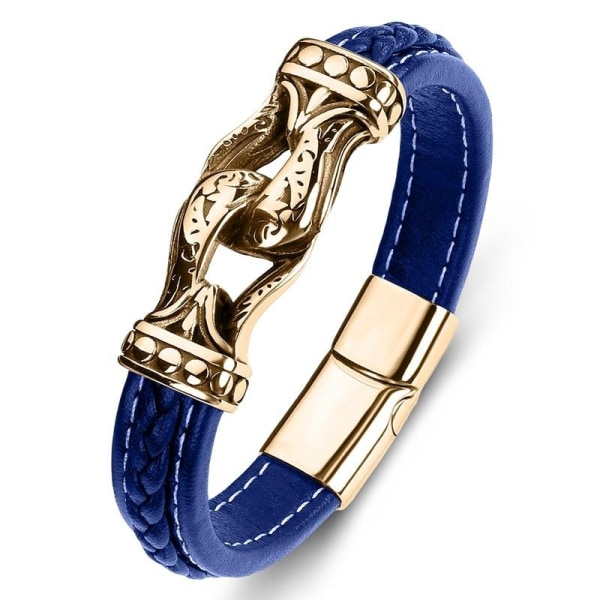 Bohemiskt extravagant armband med utsmyckning i barock läder Blue one size