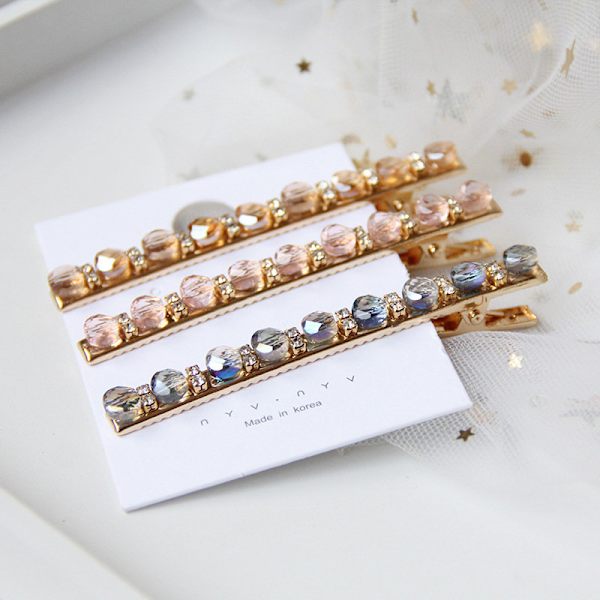 Hiusneula kristalli strassi bobby pin kultaa Pink one size