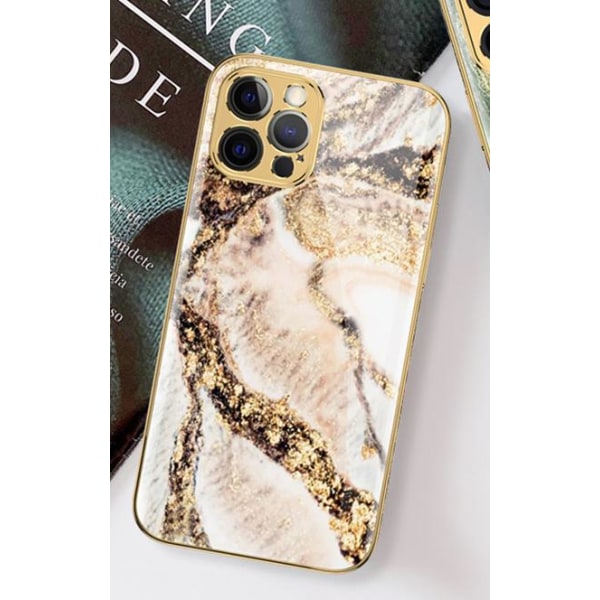 iPhone 12 Pro Max Lyx glasskal guld barock elegant rokoko marmor Guld one size