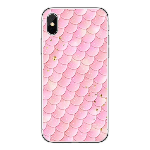 Mobilt skal til iPhone11 fiske mønster pink med guldflak Pink one size