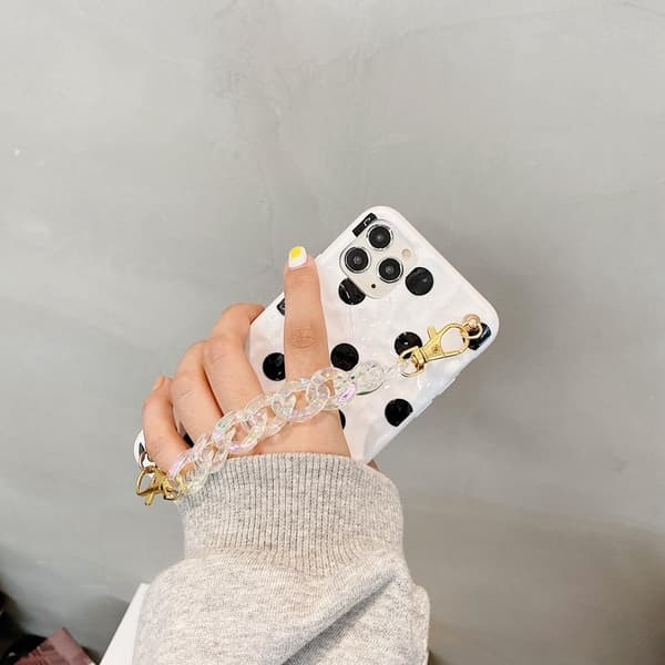 iPhone 12 Pro Max -etui prikket sort og hvid med ankelrem White one size