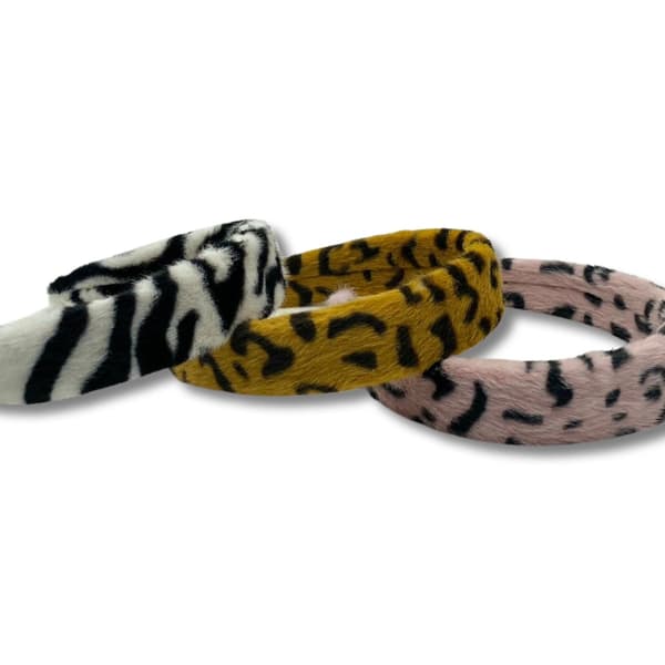Fluffy diadem med pels leopard mønster orange brun sort Orange