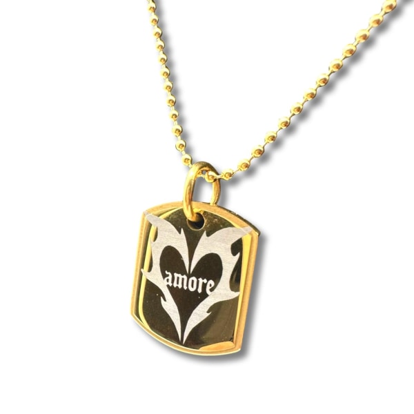 Kullattu tarjotin "amore" palava sydänkaulakoru Gold one size