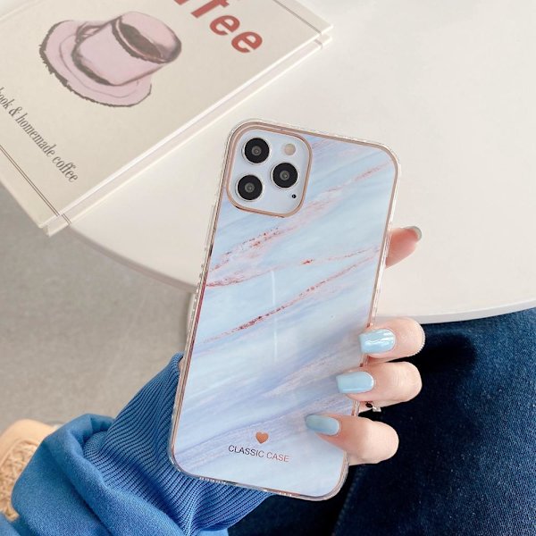 iPhone 12 & 12 Pro Skal i oändliga färger marmor mönster Turquoise one size