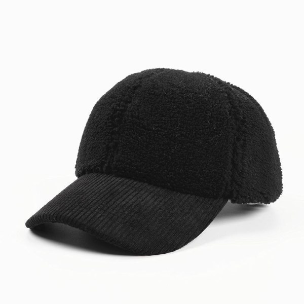 Lippis manchester- ja teddymateriaalista lämmintä solid unisex beige mustaa Black one size