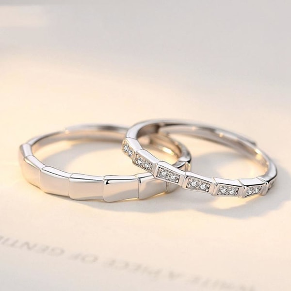 Matchande silverpläterade ringar med zirkon för män och kvinnor Silver one size