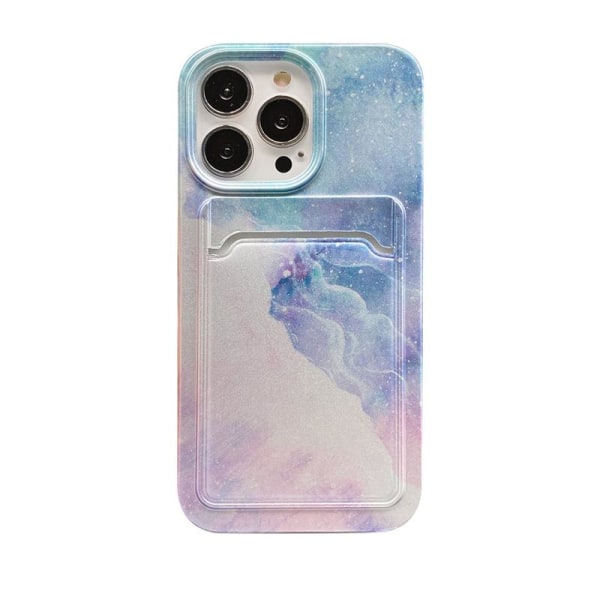 iPhone 13 etui med lomme til kreditkortpung marble galaxy Grey one size