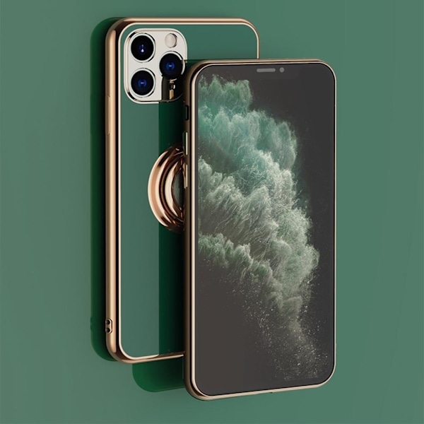 Luksuriøst stilfuldt case ‘iPhone 13 Pro Max’ med ringstander funktion Guld Green Green