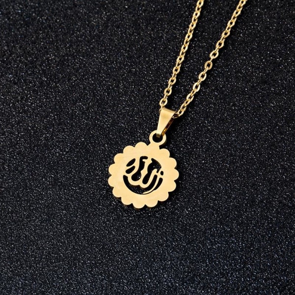 18k gullbelagt anheng smykker blomst utskåret gull islam allah Gold one size