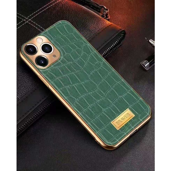 iPhone 12 Pro -kuori aitoa nahkaa krokotiilikuvio kullattu korkea ylellisyys Red one size