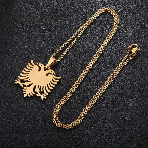 Necklace with shenja e flamurite Albanian eagle gold plated & si gold one size