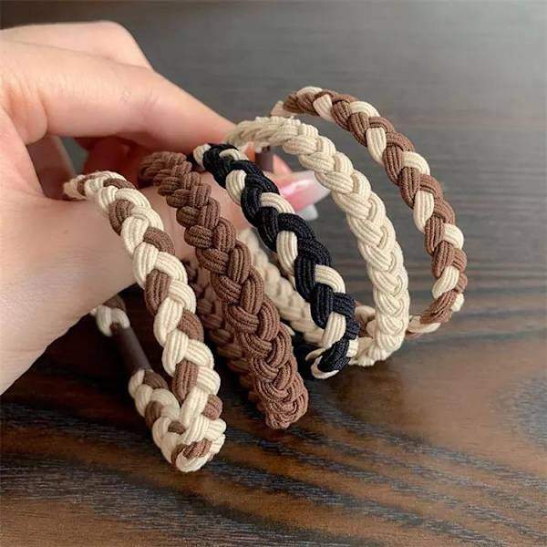 Setti 5 kestävää hiusnauhaa, punotut maanläheiset ohuet ja paksut hiukset Multicolor one size