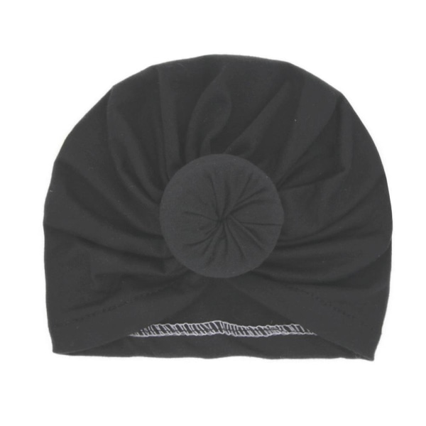 Søt turban med smultring flere farger stretchmateriale 0-2 år ba Black one size