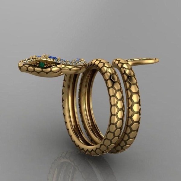 Ainutlaatuinen sormus käärmekuviolla, joka kiertyy sormesi ympär Gold