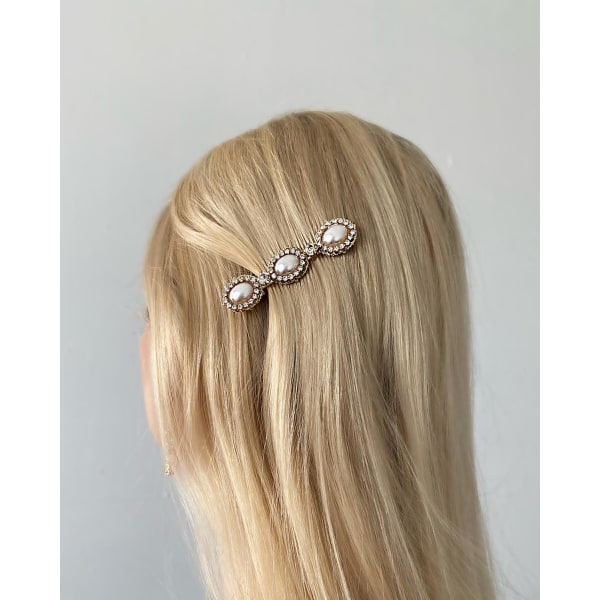 Unik hårnål med pärlor och strass 3 berlocker White one size