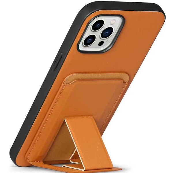 'iPhone 14 Pro Max' -kuori vahvalla magneettikorttitelineellä jalustalla Brown