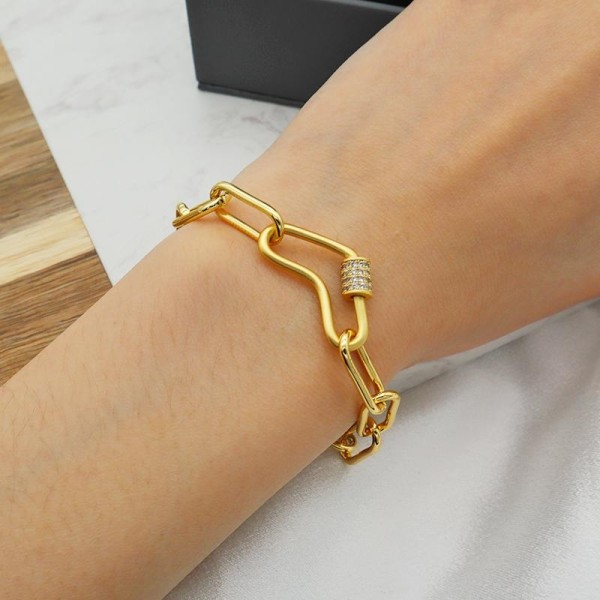 Hjerteformet armbånd 18 karat guldbelægningskæde unikt design Gold one size