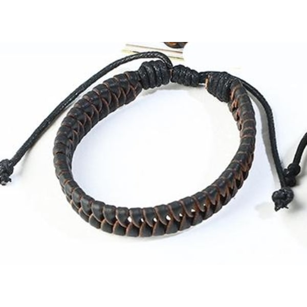 Speciellt handgjort armband för män i brunt & svart läder Svart one size