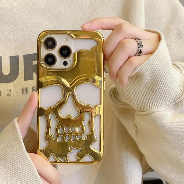 Metallic Skeleton Mobile Cover til iPhone 14 Plus - Premium besk Silver one size