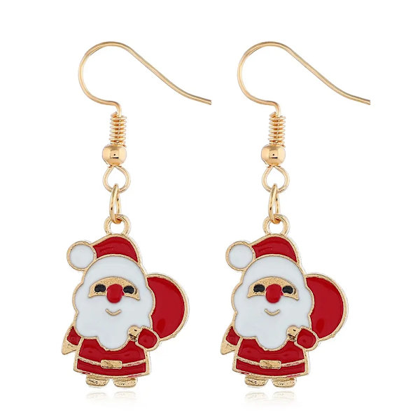 Smukke øreringe med søde julemanden guldbelægning rhinestones jul Red one size