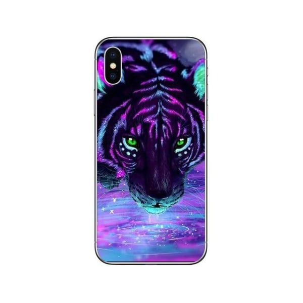 iPhone 13, Pro og Max case tiger med neonfarver Purple one size